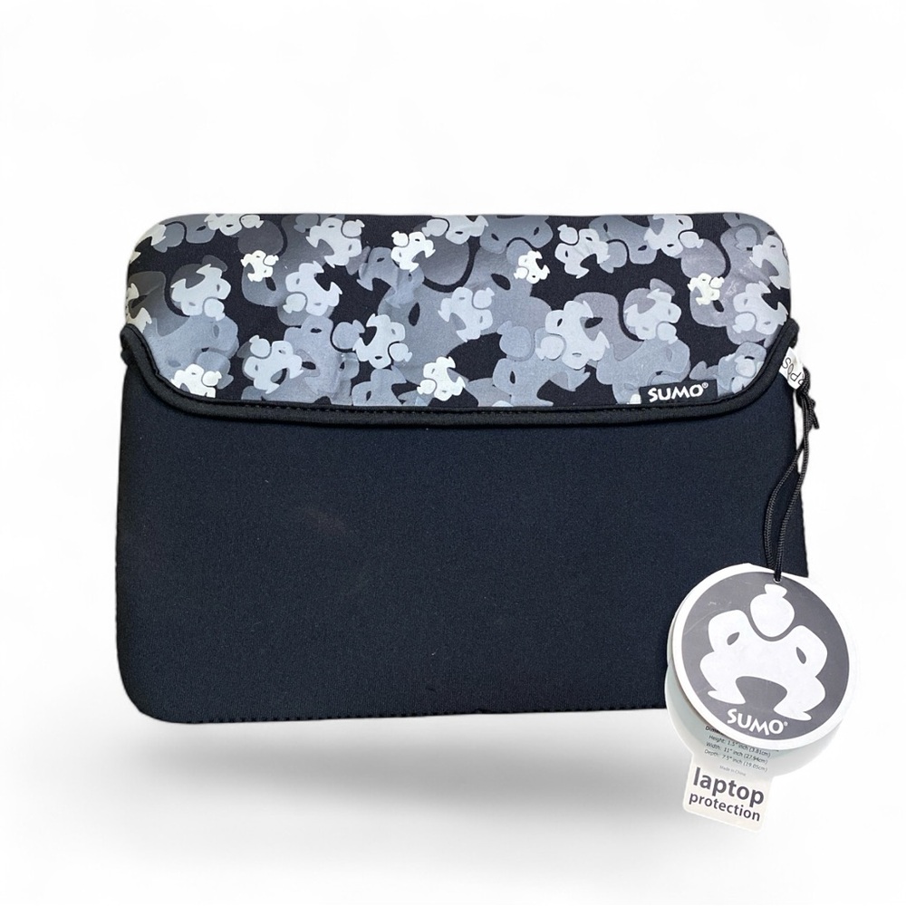Black & Gray Laptop Sleeve with Camo Flap